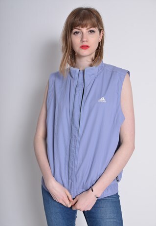 VINTAGE ADIDAS SLEEVELESS SHELL JACKET BLUE