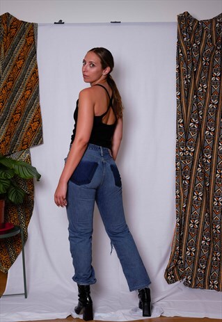 VINTAGE REWORKED CUSTOMED DENIM 501 LEVI'S SLIMFIT JEANS