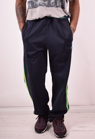 ADIDAS MENS VINTAGE TRACKSUIT TROUSERS LARGE BLUE 90S