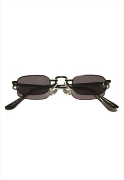 Slim Rectangle Black Sunglasses