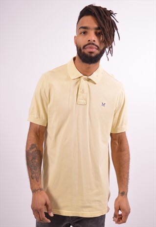 CREW CLOTHING CO. MENS VINTAGE POLO SHIRT LARGE YELLOW 90S