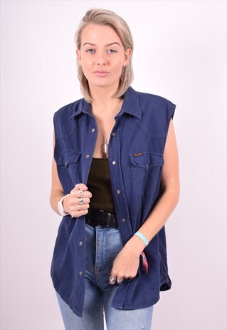 DIESEL WOMENS VINTAGE DENIM SHIRT LARGE BLUE 90'S