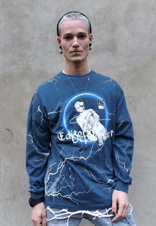 LOOSE FIT EDITORIAL SWEAT OVERSIZE RETRO PRINT SWEATSHIRT