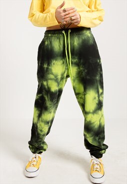 Oversized Joggers in Green with Tie Dyed