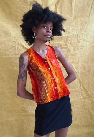 MULTI ORANGE VELVET TOP