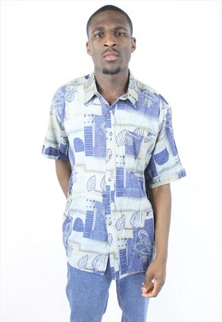VINTAGE ABSTRACT 90'S PATTERNED SHIRT