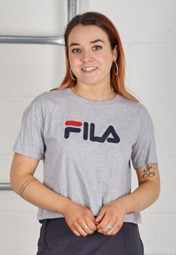 Vintage Fila T-Shirt in Grey Crewneck Cropped Tee Small