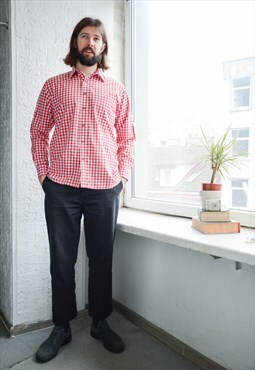 Vintage Red Checked Cotton Shirt