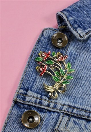60S ENAMEL FLOWER BROOCH, ROMANTIC VINTAGE JEWELLERY