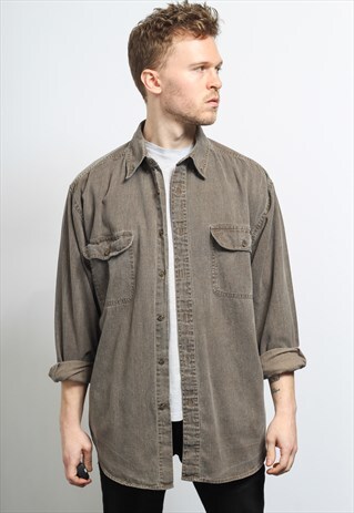 VINTAGE CORDUROY CORD SHIRT GREY