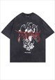 Devil print t-shirt hell tee grunge graffiti top acid black