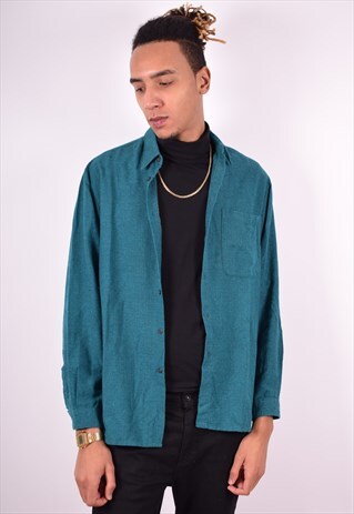 MENS VINTAGE SHIRT LARGE GREEN 90'S