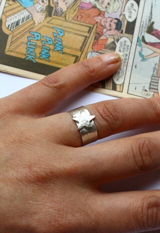 STAR CUFF RING IN STERLING SILVER