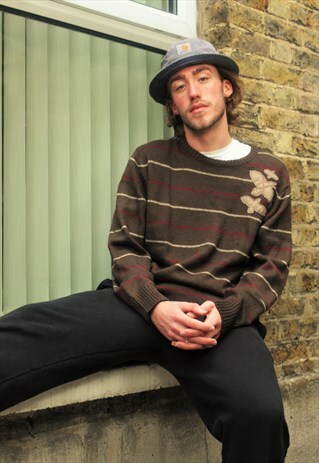 VINTAGE / 80'S / BROWN PATTERNED JUMPER
