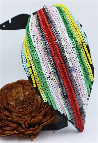 SEQUIN TURBAN, COLOURFUL HEADBAND, HAIR ACCESSORY,HANDMADE