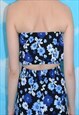VINTAGE 90'S CO-ORD PATTERNED FLORAL SHORTS BANDEAU TOP SET