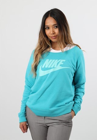 VINTAGE NIKE SMALL TEAL PRINTED LOGO SWEATSHIRT