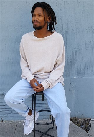 90S SPORTSWEAR SKATER BEIGE WAFFLE KNIT TEE SHIRT LARGE