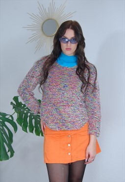 Vintage fluffy baggy jumper sweater Christmas in colourfully