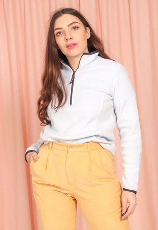 VINTAGE 90S 1/4 ZIP FLEECE IN WHITE