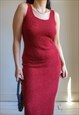 VINTAGE 90S RED KNIT DRESS WITH CUT OUTS