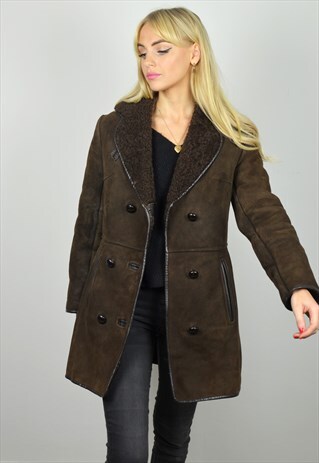 VINTAGE 70S DARK BROWN SHEEPSKIN / SHEARLING COAT