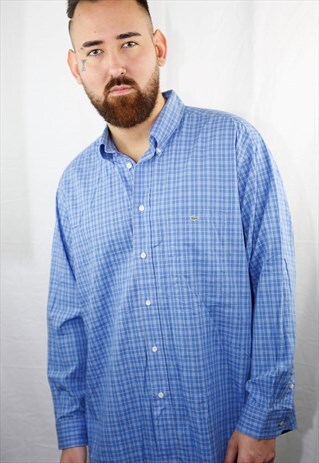 VINTAGE PLAID BLUE LACOSTE SHIRT