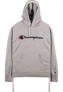 Champion 90's Spellout Logo Pullover Hoodie Medium Grey