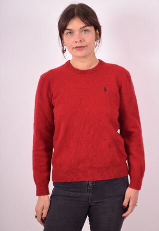 POLO RALPH LAUREN WOMENS VINTAGE JUMPER SWEATER MEDIUM RED