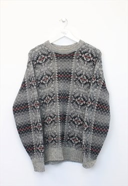 Vintage Harvey Goudie knit sweatshirt in grey. Best fits M