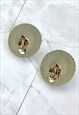 90S SILVER ROUND EARRINGS STATEMENT VINTAGE JEWELLERY 
