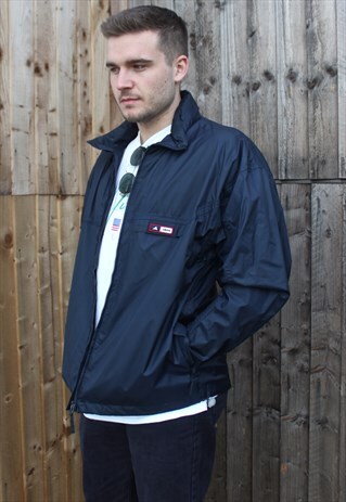 90'S RETRO NAVY RAIN MAC
