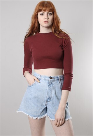 VINTAGE 90S BLUE DENIM HIGH WAISTED CUT OFF SHORTS