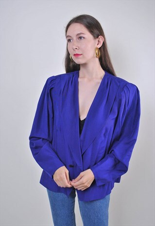 70S VINTAGE BRIGHT PURPLE PARTY BLAZER, SIZE M