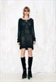 VINTAGE Y2K NET KNITTED LONG JUMPER DRESS IN BLACK