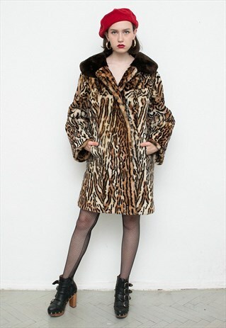 LEOPARD FAUX FUR TEDDY COAT