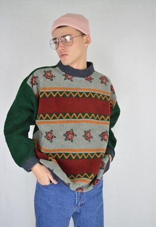 VINTAGE 80'S MULTICOLOUR FLEECE SWEATSHIRT
