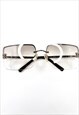 CHANEL RIMLESS RECTANGLE SUNGLASSES CLEAR SILVER CRYSTAL