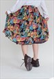VINTAGE 80S GEOMETRIC FLORAL MULTICOLOR HIGH WAIST SKIRT L