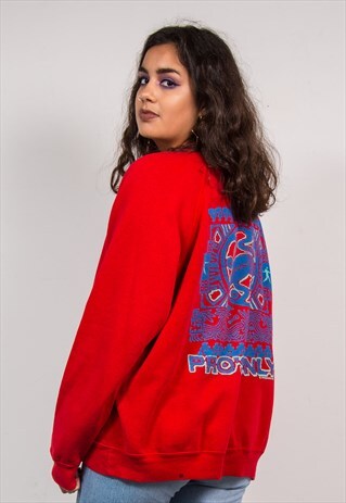 VINTAGE 90'S RED PRO'S ONLY SPORTS SWEATSHIRT JUMPER