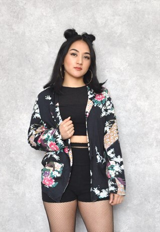 VINTAGE 1990S JERSEY FLORAL BLAZER