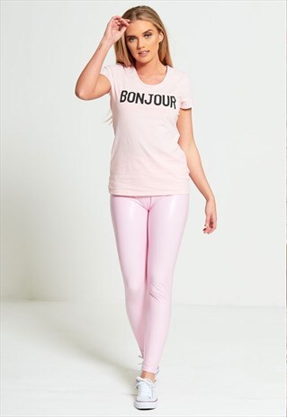 PINK HIGH WAIST SHINE LEGGINGS
