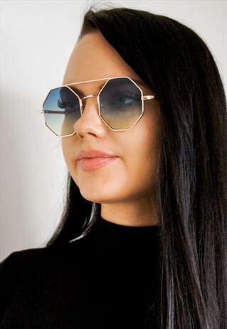 HEXAGON HEXAGONAL OMBRE SUNGLASSES