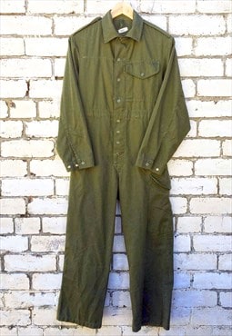 Vintage Green Military Boilersuit Jumpsuit Coveralls 
