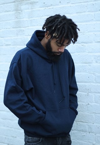 RESTOCK - PLAIN RETRO FIT NAVY BLUE HOODIE