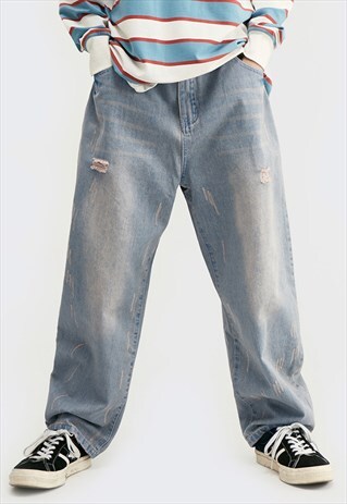 KALODIS VINTAGE STREET DISTRESSED RIPPED JEANS