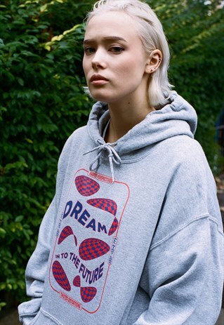 GREY HOODIE WITH DREAM INTO THE FUTURE PRINT