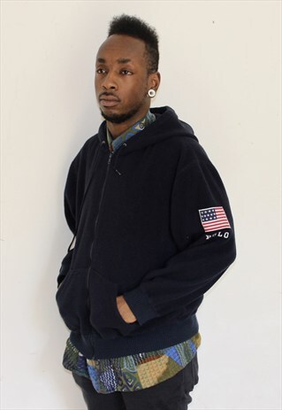 VINTAGE POLO SPORT USA FLEECE HOODIE LARGE