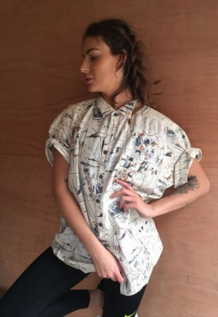 PATTERNED OVERSIZED RETRO VINTAGE UNISEX FESTIVAL SHIRT