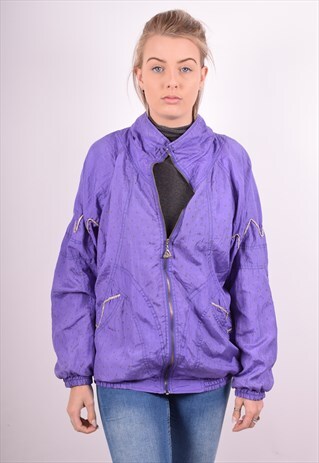 WOMENS VINTAGE TRACKSUIT TOP JACKET LARGE PURPLE 90S